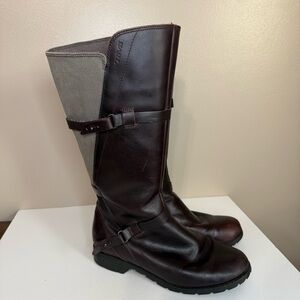 TEVA DE LA‎ VINA Waterproof Brown Mahogany Leather Riding Boots Tall Women’s 8